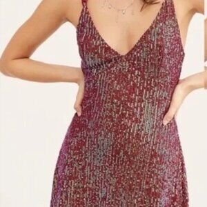 Free People Gold Rush Mini Dress in Red